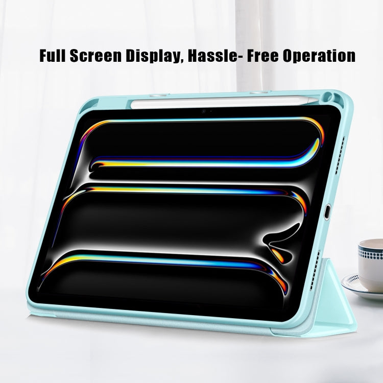 For iPad Pro 11 2024 Acrylic 3-Fold Smart Leather Tablet Case(Sky Blue)