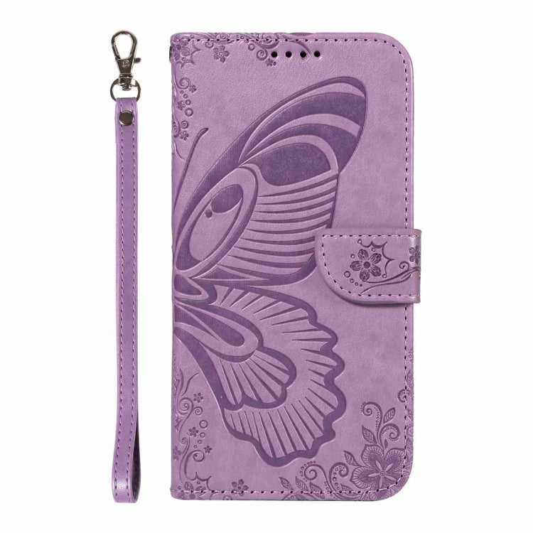 For iPhone 16 Swallowtail Butterfly Embossed Leather Phone Case(Purple)