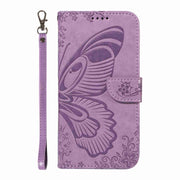 For iPhone 16 Swallowtail Butterfly Embossed Leather Phone Case(Purple)