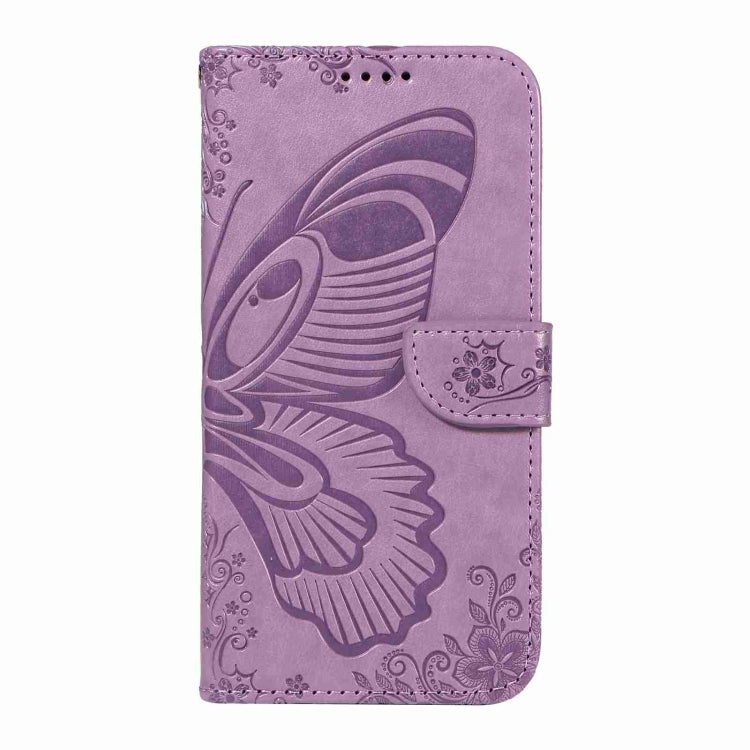 For iPhone 16 Swallowtail Butterfly Embossed Leather Phone Case(Purple)