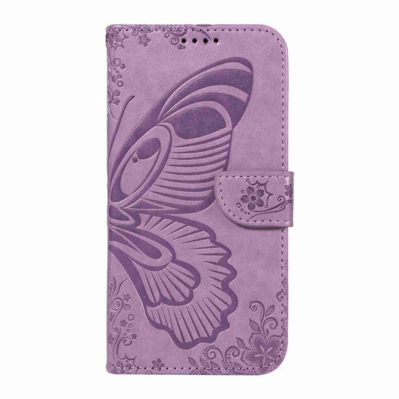 For iPhone 16 Swallowtail Butterfly Embossed Leather Phone Case(Purple)