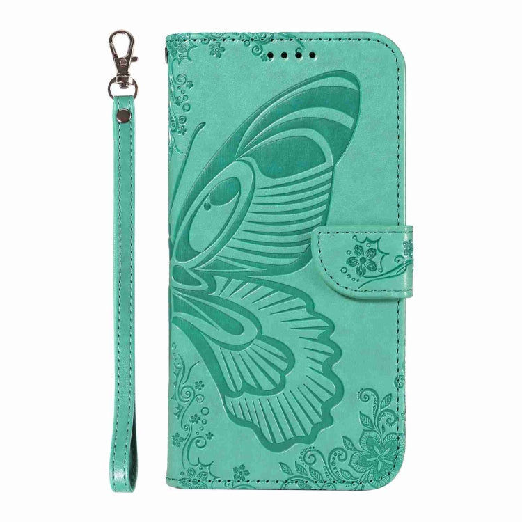 For iPhone 16 Pro Swallowtail Butterfly Embossed Leather Phone Case(Green)
