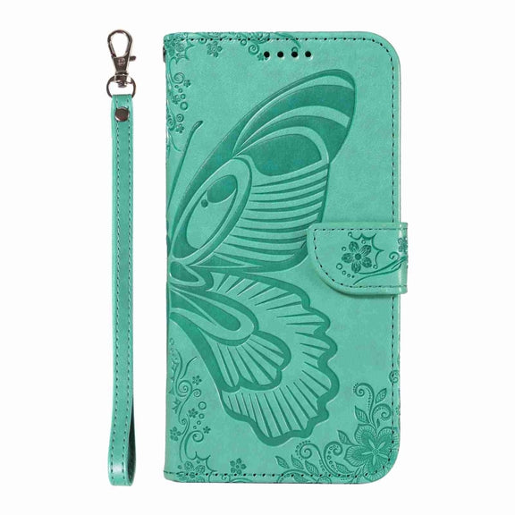 For iPhone 16 Pro Swallowtail Butterfly Embossed Leather Phone Case(Green)