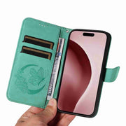 For iPhone 16 Pro Swallowtail Butterfly Embossed Leather Phone Case(Green)