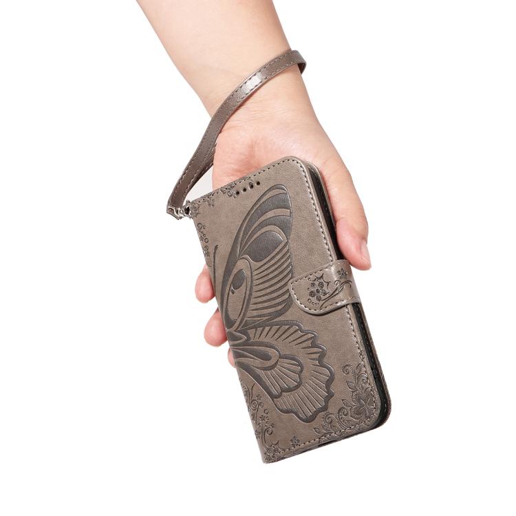 For Huawei Pura 80 Pro 5G Swallowtail Butterfly Embossed Leather Phone Case(Grey)