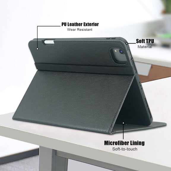 For iPad Air 11 2024 / Pro 11 2022 Front Stand Smart TPU Leather Tablet Case(Black)