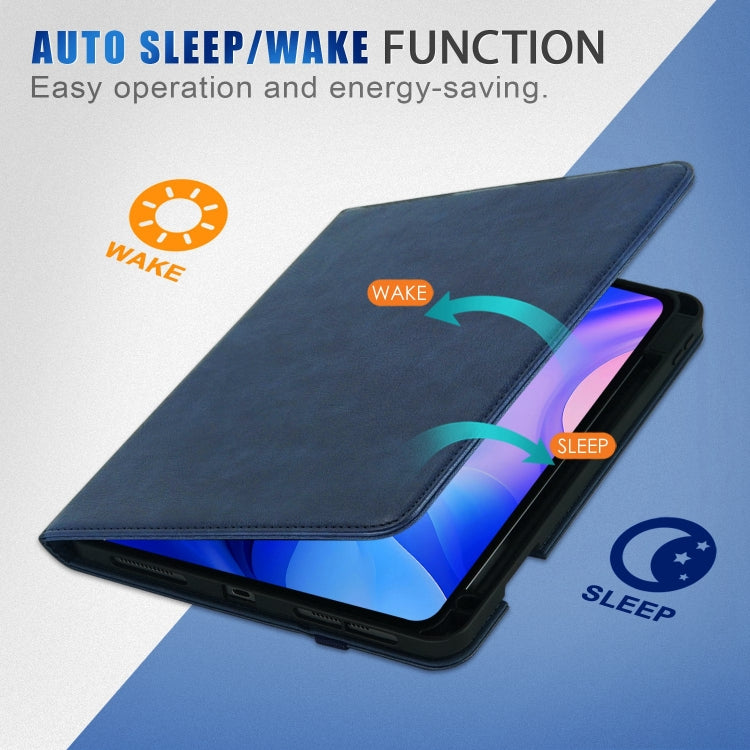 For iPad Air 11 2025 / 2024 Front Stand Smart TPU Leather Tablet Case(Dark Blue)