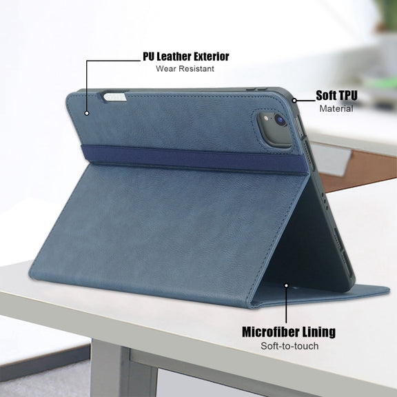 For iPad Air 11 2025 / 2024 Front Stand Smart TPU Leather Tablet Case(Dark Blue)