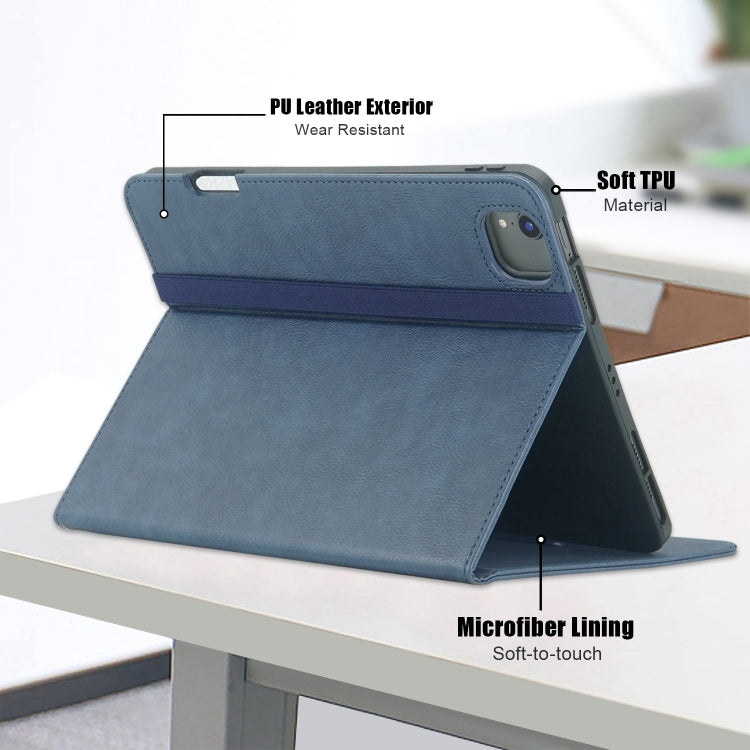 For iPad Air 11 2025 / 2024 Front Stand Smart TPU Leather Tablet Case(Dark Blue)