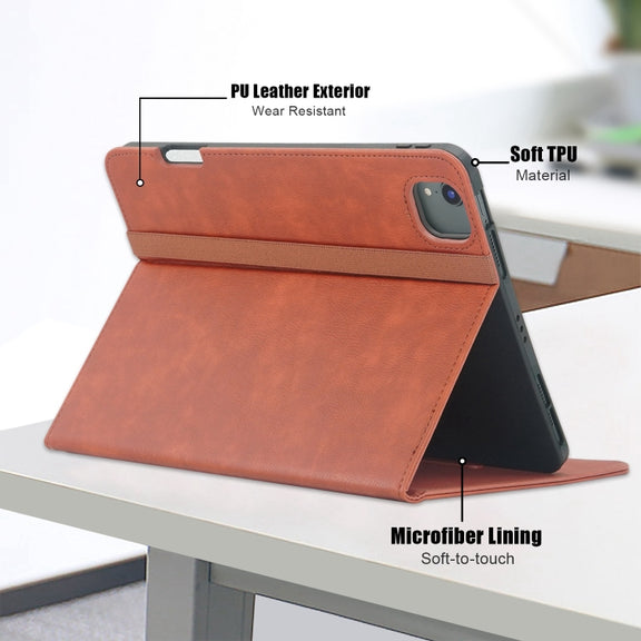 For iPad Air 11 2024 / Pro 11 2022 Front Stand Smart TPU Leather Tablet Case(Brown)