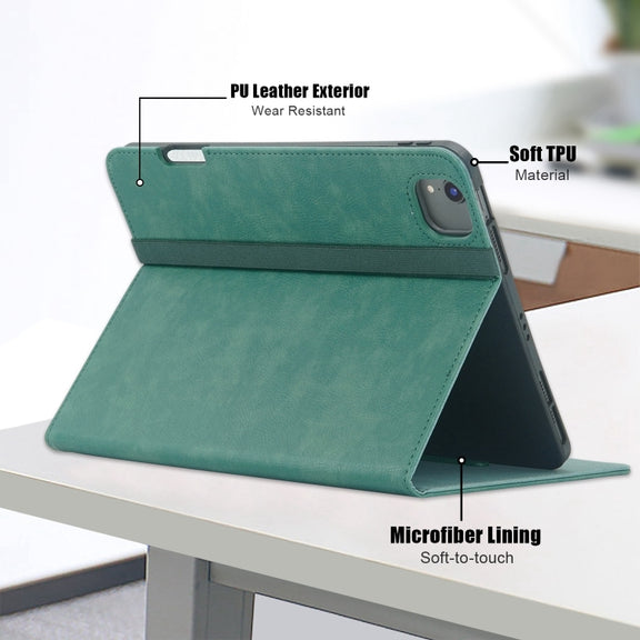 For iPad Air 11 2024 / Pro 11 2022 Front Stand Smart TPU Leather Tablet Case(Green)