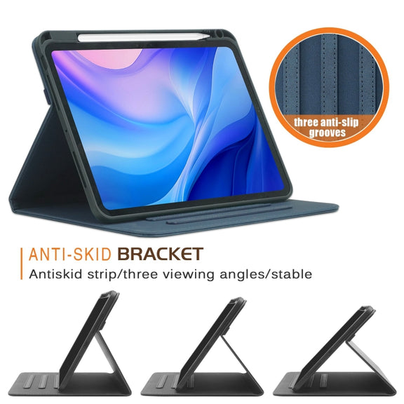 For iPad Pro 11 2024 Front Stand Smart TPU Leather Tablet Case(Dark Blue)