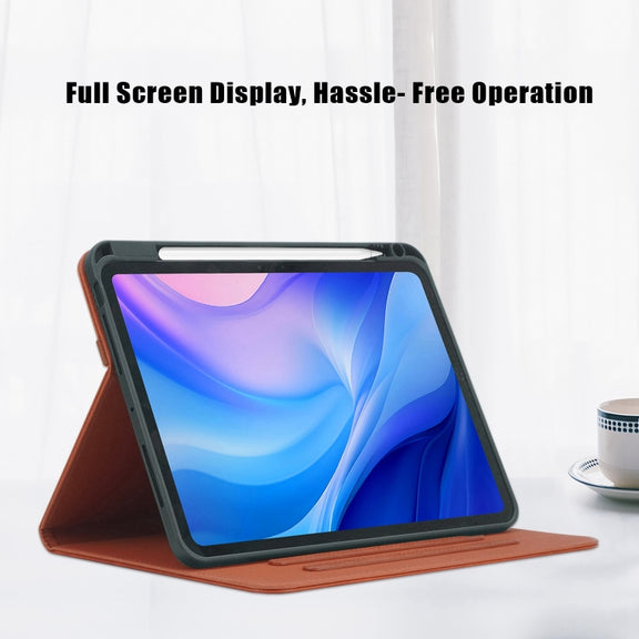 For iPad Pro 11 2024 Front Stand Smart TPU Leather Tablet Case(Brown)