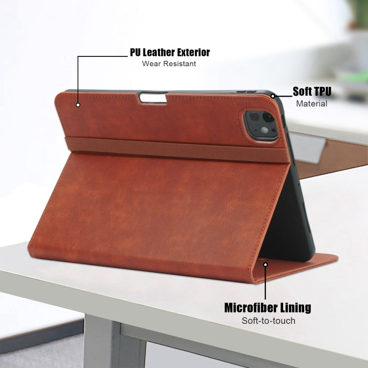 For iPad Pro 11 2024 Front Stand Smart TPU Leather Tablet Case(Brown)