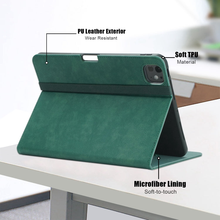 For iPad Pro 11 2024 Front Stand Smart TPU Leather Tablet Case(Green)
