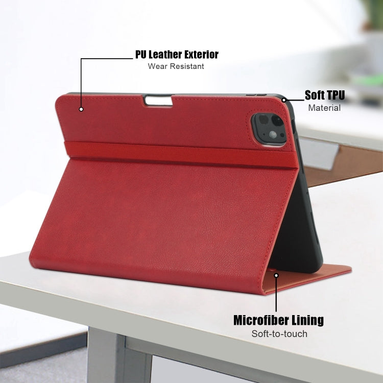 For iPad Pro 11 2024 Front Stand Smart TPU Leather Tablet Case(Red)