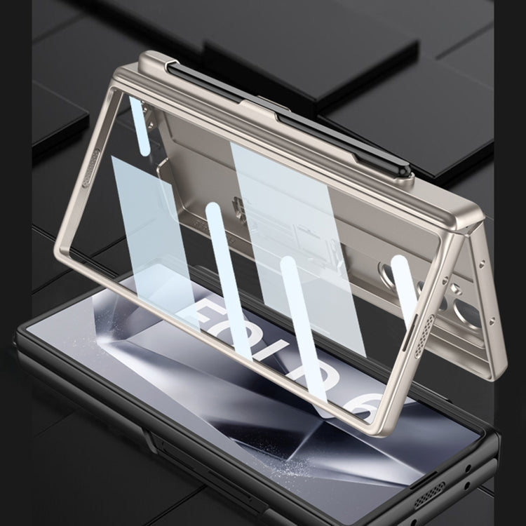 For Samsung Galaxy Z Fold6 GKK Integrated Full Coverage Magnetic Fold Phone Case with Pen Slot, Not Included Pen(Grey)