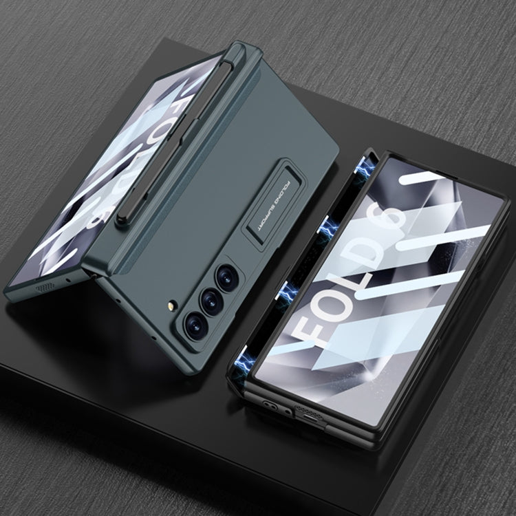 For Samsung Galaxy Z Fold6 GKK Integrated Full Coverage Magnetic Fold Phone Case with Pen Slot, Not Included Pen(Green)