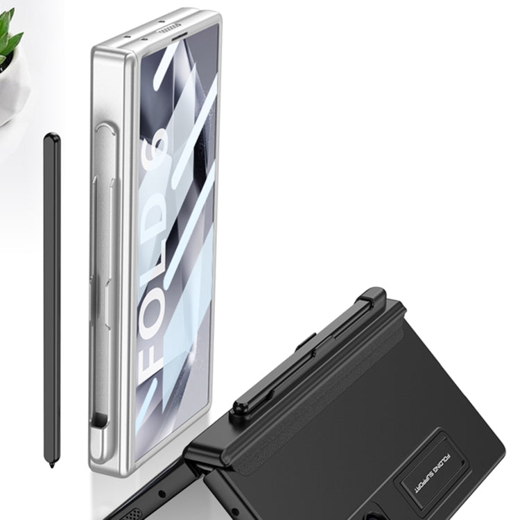 For Samsung Galaxy Z Fold6 GKK Integrated Full Coverage Magnetic Fold Phone Case with Pen Slot, Not Included Pen(Wine Red)