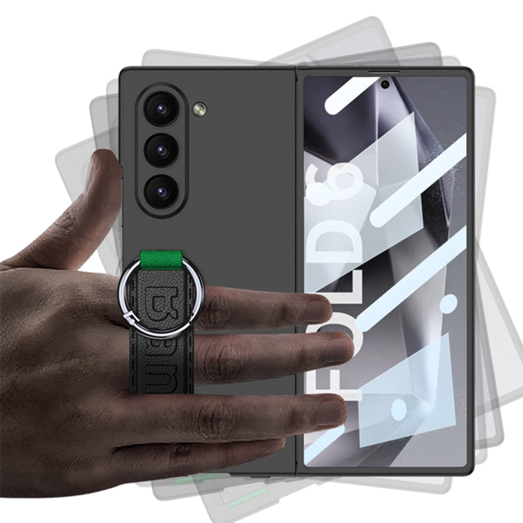 For Samsung Galaxy Z Fold6 GKK Integrated Accurate Hole Side Wrist Strap Ring Phone Case(Black)