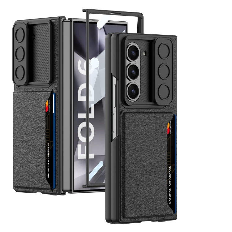 For Samsung Galaxy Z Fold6 GKK Integrated Ultra-thin Sliding Window Card Slot Phone Case(Black)