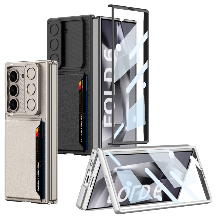 For Samsung Galaxy Z Fold6 GKK Integrated Ultra-thin Sliding Window Card Slot Phone Case(Black)