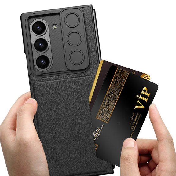 For Samsung Galaxy Z Fold6 GKK Integrated Ultra-thin Sliding Window Card Slot Phone Case(Black)