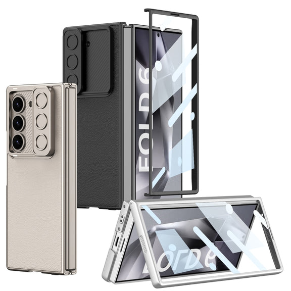 For Samsung Galaxy Z Fold6 GKK Integrated Ultra-thin Sliding Window Leather Phone Case(Green)