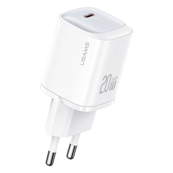 USAMS CC248 20W USB-C / Type-C GaN Fast Charger, EU Plug(White)