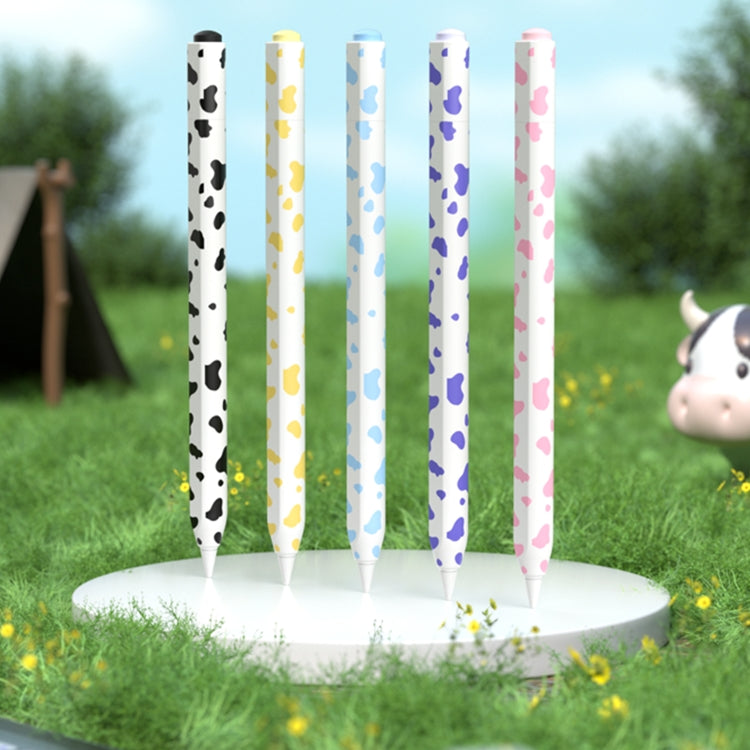 For Apple Pencil 1 Cow Pattern Stylus Silicone Protective Cover(Black)