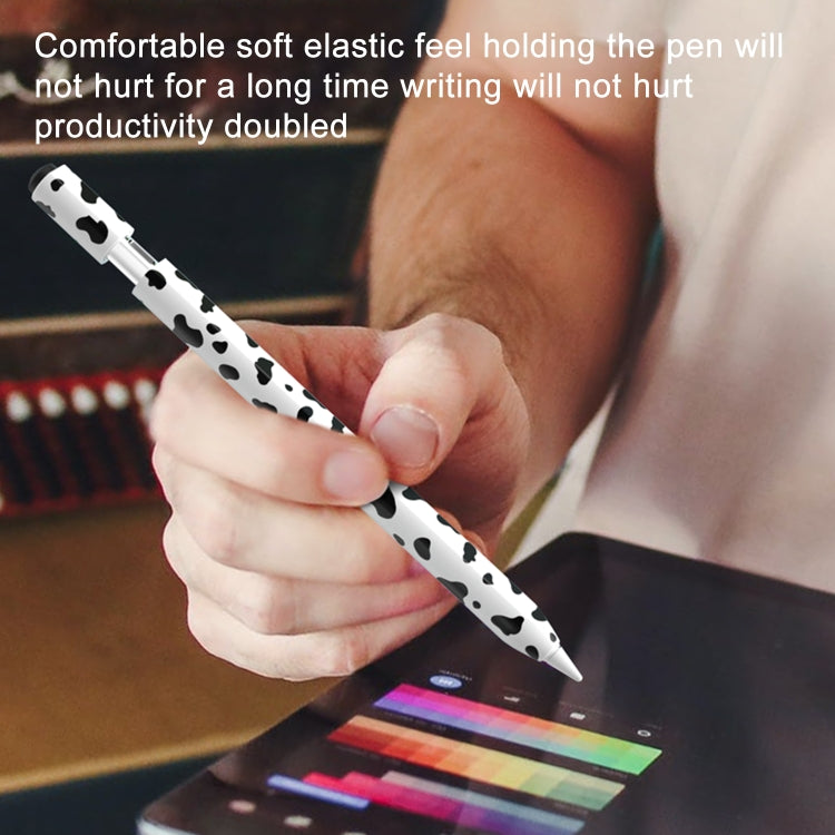 For Apple Pencil USB-C Cow Pattern Stylus Silicone Protective Cover(Blue)