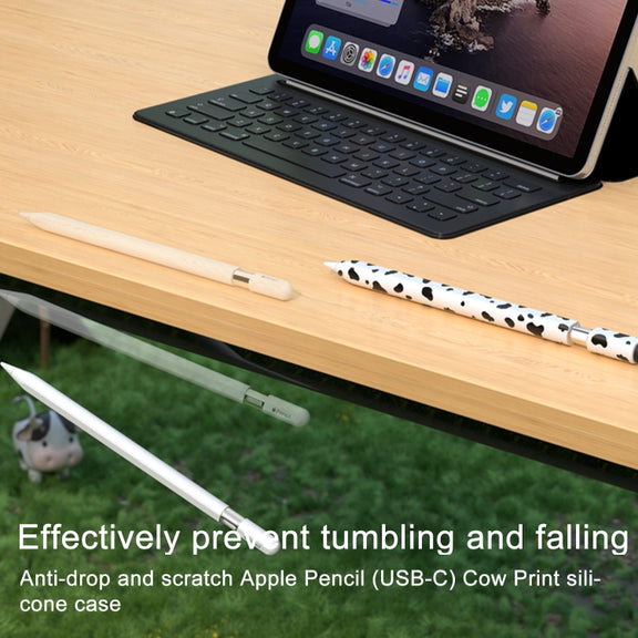 For Apple Pencil 1 Cow Pattern Stylus Silicone Protective Cover(Pink)