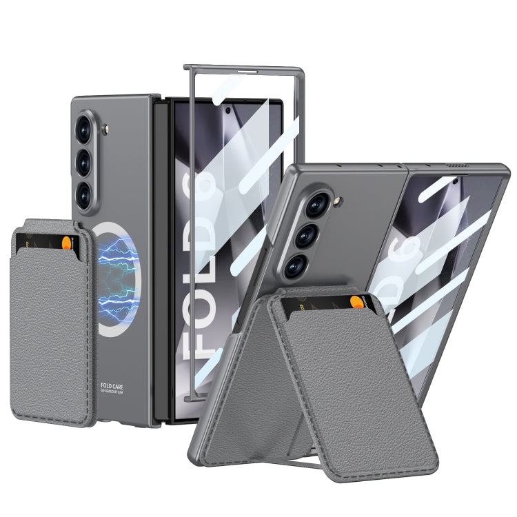 For Samsung Galaxy Z Fold6 GKK Integrated Magsafe Detachable Card Slot Phone Case(Gray)