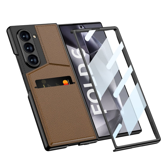 For Samsung Galaxy Z Fold6 GKK Integrated Rotor Bracket Recessed Card Bag Phone Case(Green)