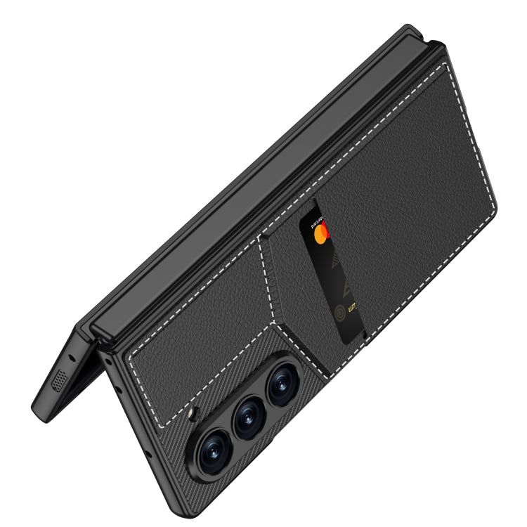 For Samsung Galaxy Z Fold6 GKK Integrated Rotor Bracket Recessed Card Bag Phone Case(Black)