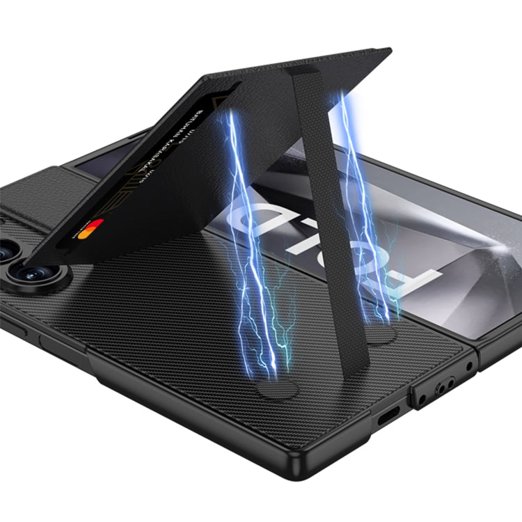 For Samsung Galaxy Z Fold6 GKK Integrated Rotor Bracket Recessed Card Bag Phone Case(Black)