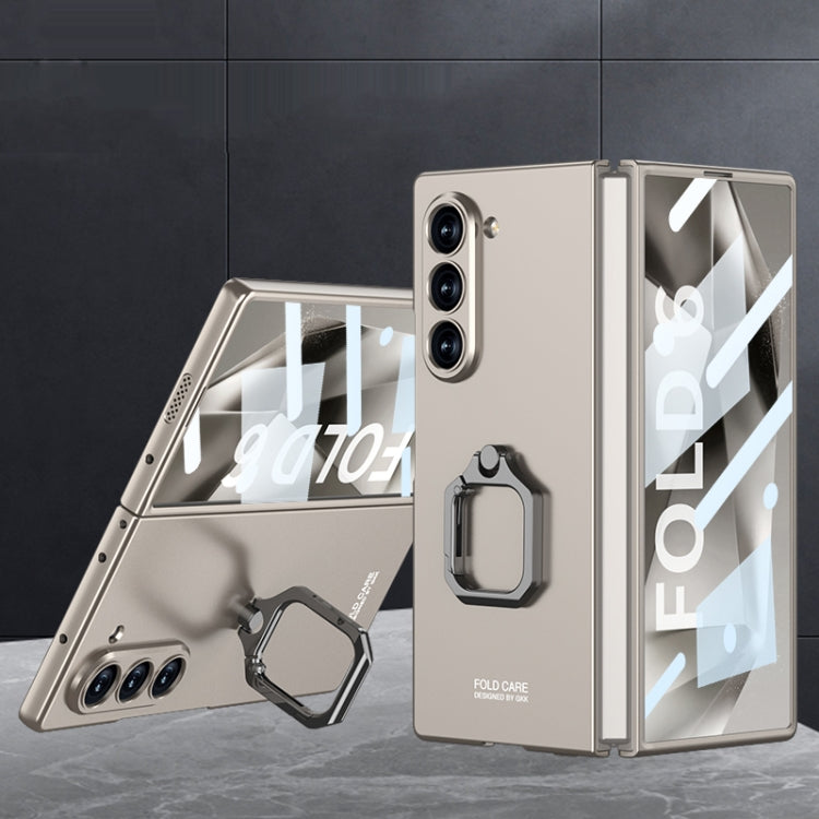 For Samsung Galaxy Z Fold6 GKK Integrated Accurate Hole Ultra-thin Square Ring Holder Phone Case(Titanium Grey)