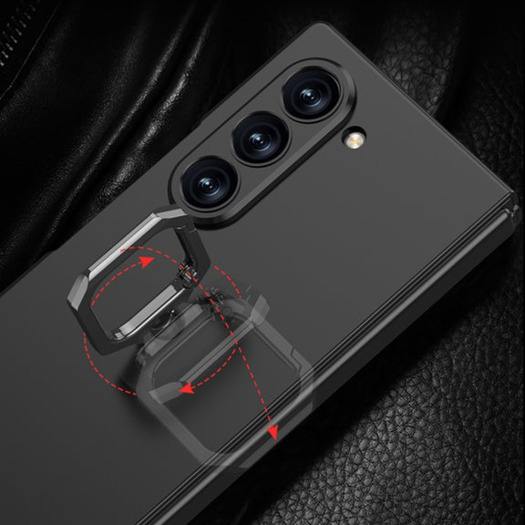 For Samsung Galaxy Z Fold6 GKK Integrated Accurate Hole Ultra-thin Square Ring Holder Phone Case(Black)