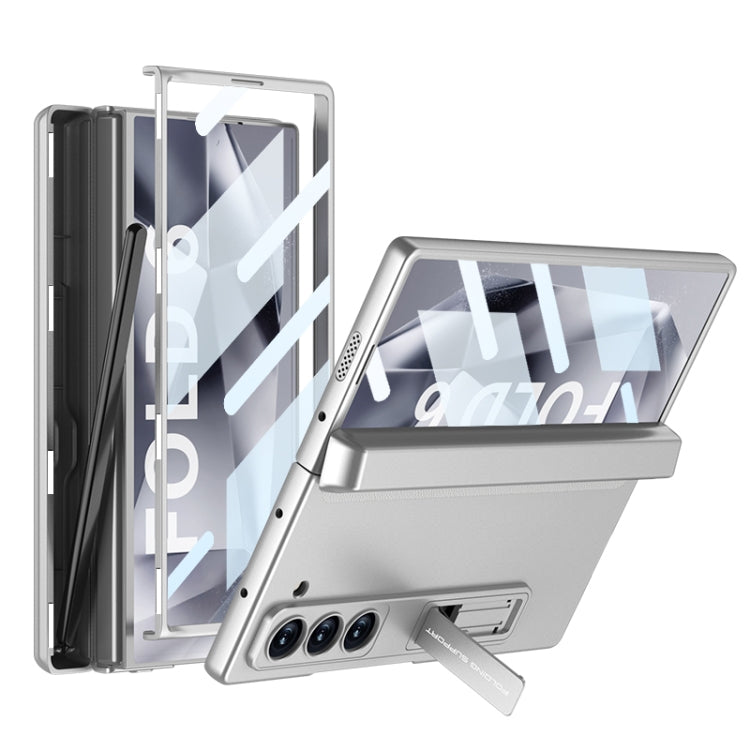 For Samsung Galaxy Z Fold6 GKK Integrated Magnetic Full Coverage Flip Phone Case with Pen Box, Not Included Pen(Silver)