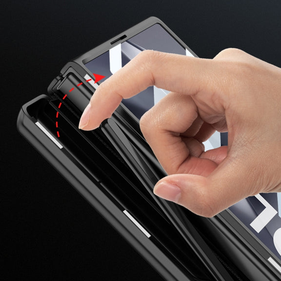 For Samsung Galaxy Z Fold6 GKK Integrated Magnetic Full Coverage Flip Phone Case with Pen Box, Not Included Pen(Silver)