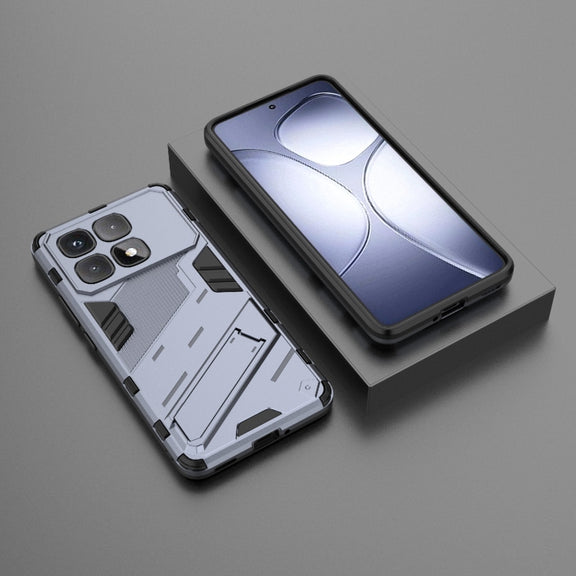 For Redmi K70 Ultra Global Punk Armor 2 in 1 PC + TPU Phone Case with Holder(Grey)