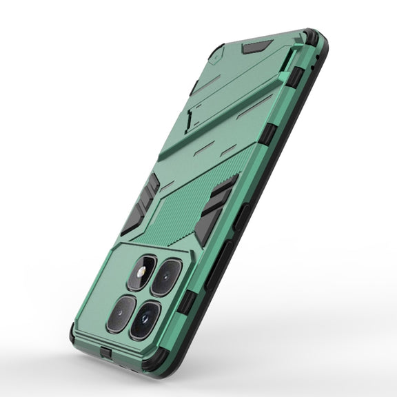 For Redmi K70 Ultra Global Punk Armor 2 in 1 PC + TPU Phone Case with Holder(Green)