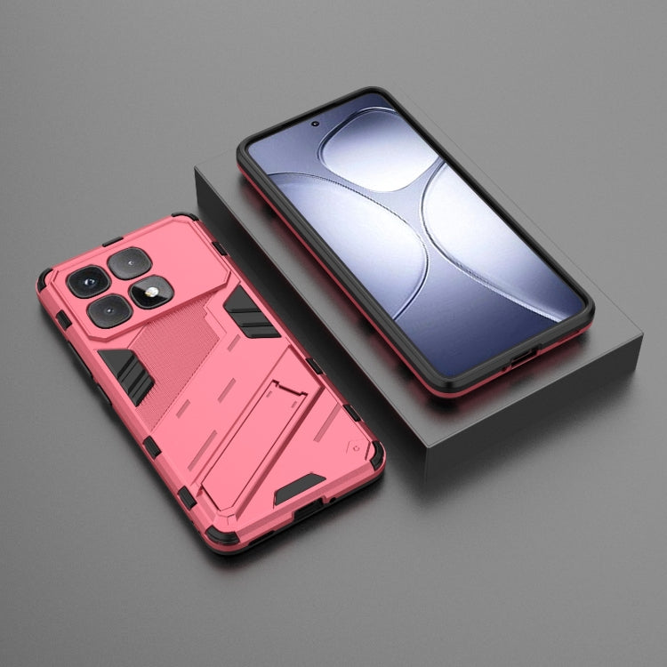 For Redmi K70 Ultra Global Punk Armor 2 in 1 PC + TPU Phone Case with Holder(Light Red)