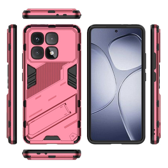 For Redmi K70 Ultra Global Punk Armor 2 in 1 PC + TPU Phone Case with Holder(Light Red)