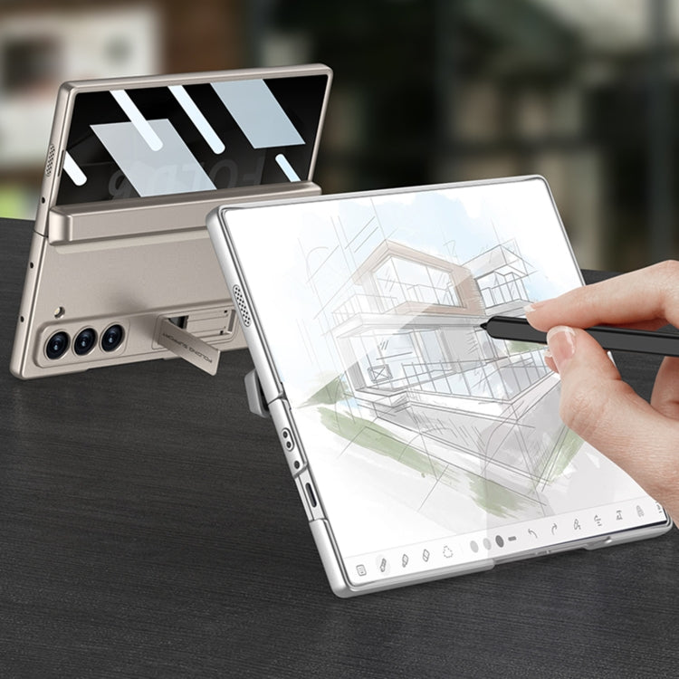 For Samsung Galaxy Z Fold6 GKK Integrated Anti Peep Full Coverage Magnetic Fold Phone Case with Pen Box, Not Included Pen(Gold)