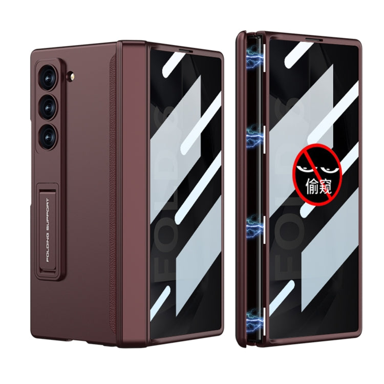 For Samsung Galaxy Z Fold6 GKK Integrated Anti Peep Full Coverage Magnetic Fold Phone Case(Wine Red)