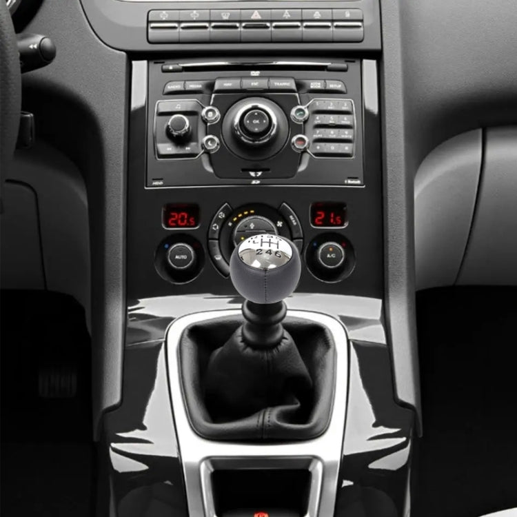 For Peugeot 307 / 308 Car Gear Lever Hand Ball Leather Gear Shift Knob, Style:6 Speed