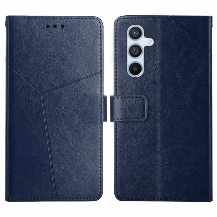 For Samsung Galaxy S25 5G Y-shaped Pattern Flip Leather Phone Case(Blue)