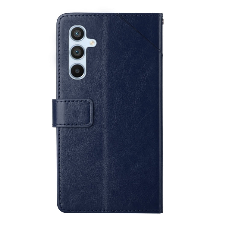 For Samsung Galaxy S25 5G Y-shaped Pattern Flip Leather Phone Case(Blue)