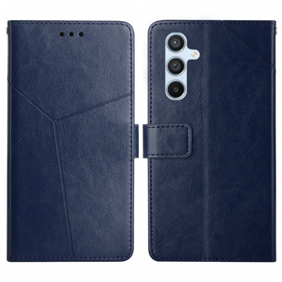 For Samsung Galaxy S25 5G Y-shaped Pattern Flip Leather Phone Case(Blue)